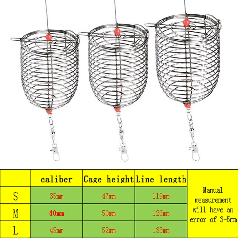 5PCS Fish Small Stainless Steel Bait Cage Basket Feeder HolderFishing Lure  Cage Fishing Accessories