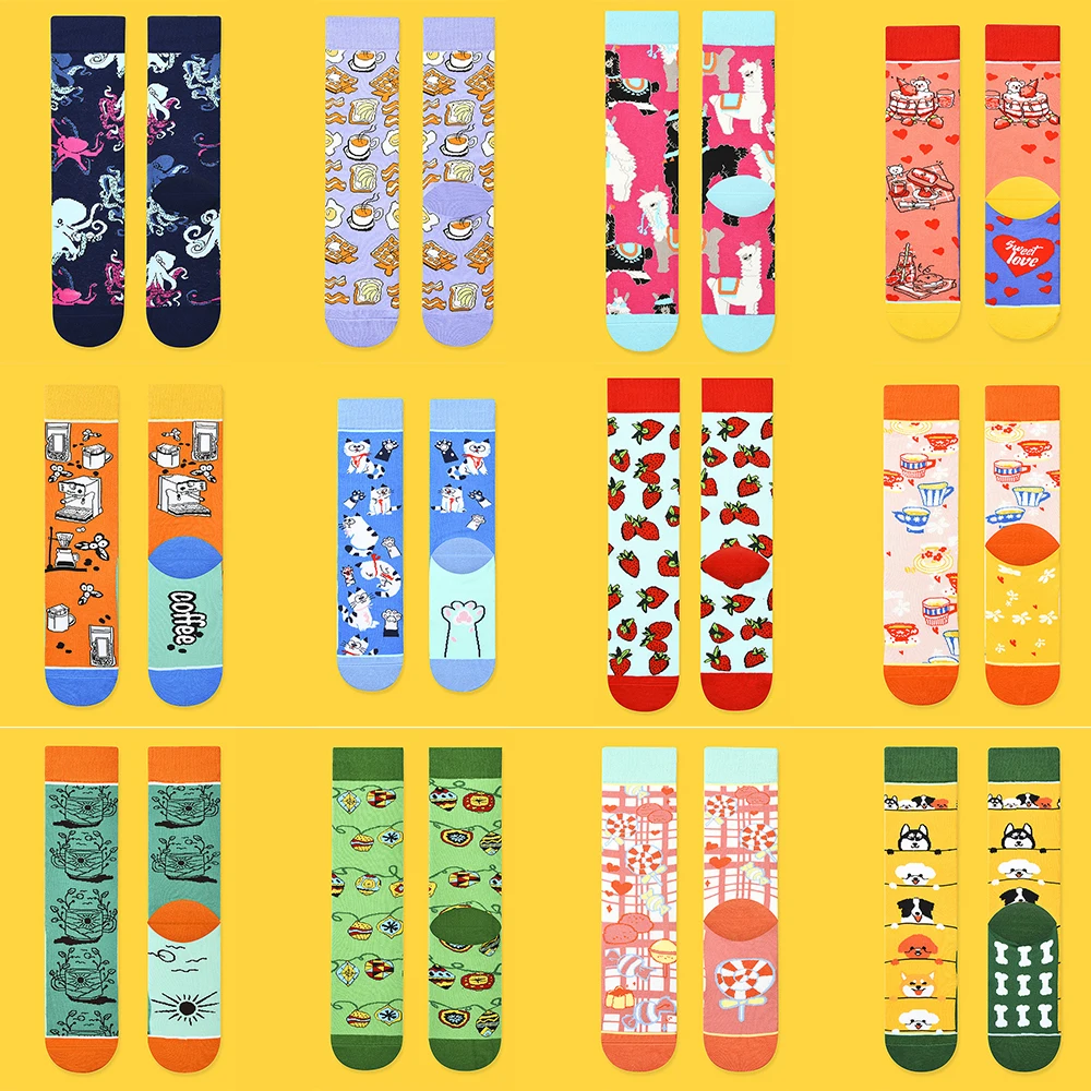 

Autumn and winter new creative women's straight tube cartoon animal character fun trendy socks fashion long tube cotton socks
