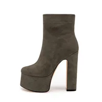 Women Platform Boots Ultra High Heel Elegant Shoes European Ankle Boots Side Zip American Ladies Shoes Flock Boots Large Size 5 - Image 4