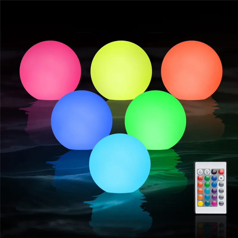 LED Floating Pool Light 16 Colors Pond Ball Lights Night Lamp Remote Swimming Pool Outdoor Lighting with Hook for Garden Decor