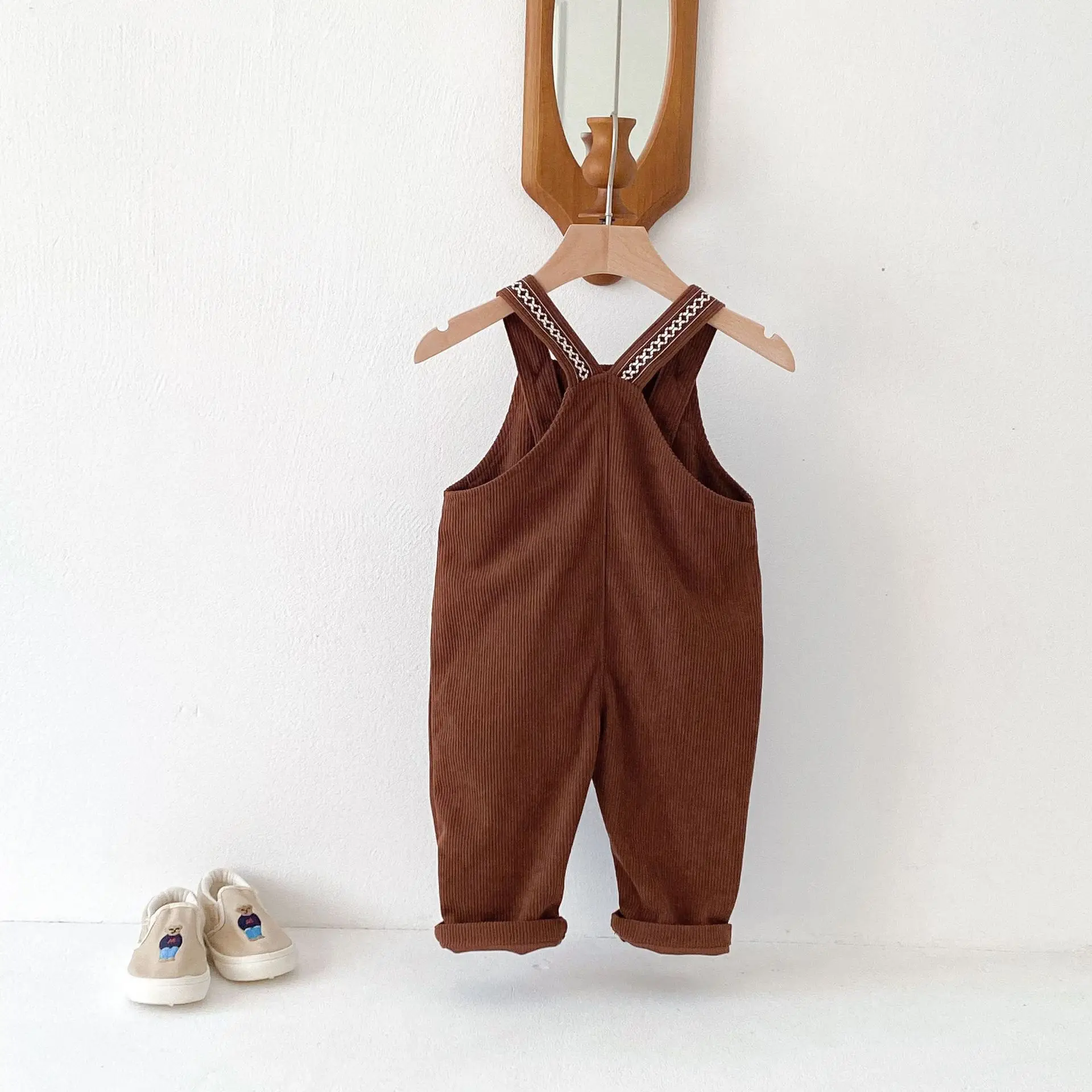 2025 Spring New Children Loose Corduroy Overalls Baby Girls Solid Casual Pants Boys Comfortable Strap Trousers Kids Clothes
