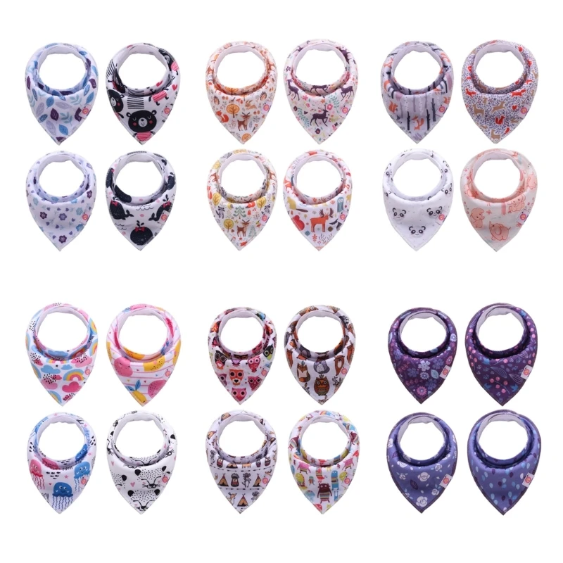 

4PCS Snap Button Bibs Feeding Cloth Baby Boy Girl Nursing Bib Infant Shower Gift