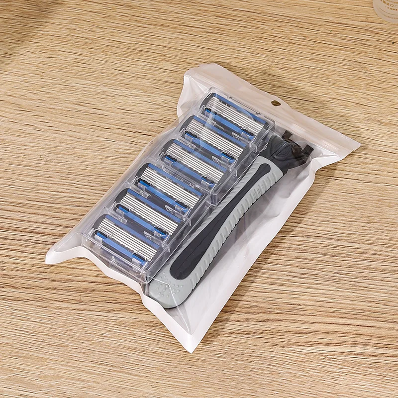 (1 Shaver Holder+6 Replacement Heads) 6-Layers Blade Manual Shaver Safety Razor For Men Barber Shaving Tool Body Hair Removal 4