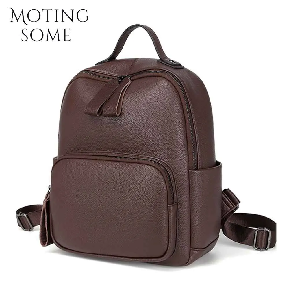 

MS Simple Korean Style Genuine Leather Women Backpack Large Capacity Travel Bags Girls School Bookbag Cowhide Mochilas 2023