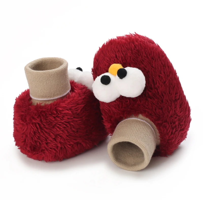 Cartoon Cute Baby Children's Shoes Men's and Women's Flat Shoes Elastic Rope Plush Warm and Comfortable Socks Shoes 0-18M 5