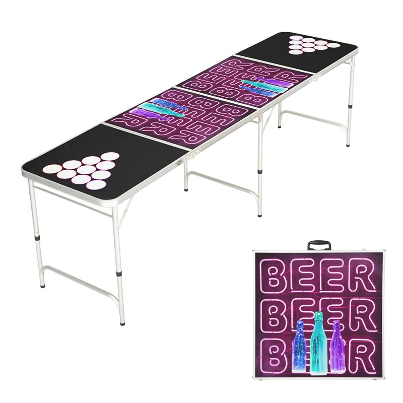 8-Foot Professional Beer Pong Table w/ LED Glow Lights - America Edition