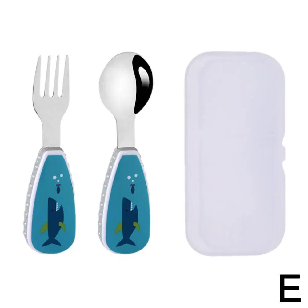 Baby Gadgets Tableware Set Children Utensil Stainless Steel Toddler Dinnerware Cutlery Cartoon Infant Food Feeding Spoon Fork