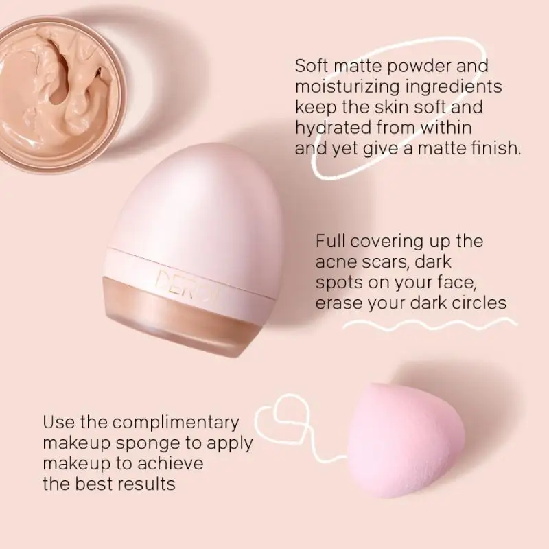 

Lightweight Foundation Puff Cream Makeup Cover Spots Brightening Moisturizing Liquid Foundation Concealer