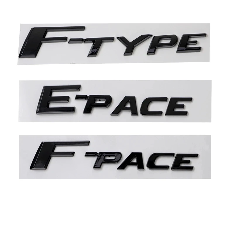3D Abs Chrome Black Logo F Type E F Pace Sticker Lettere Car Trunk Badge Decal Per Jaguar F Type E F Pace Emblem Accessori