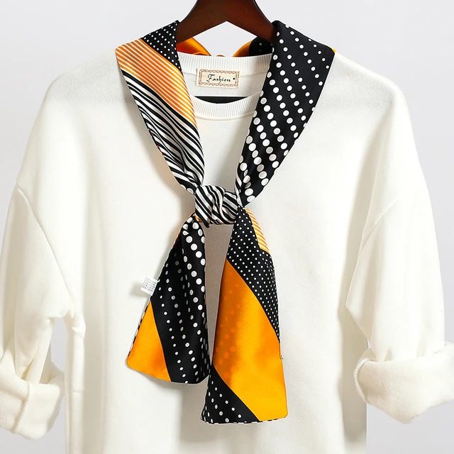 Silk Hair Head Ribbon Tie Bag, Silk Neck Scarves, Silk Kerchief