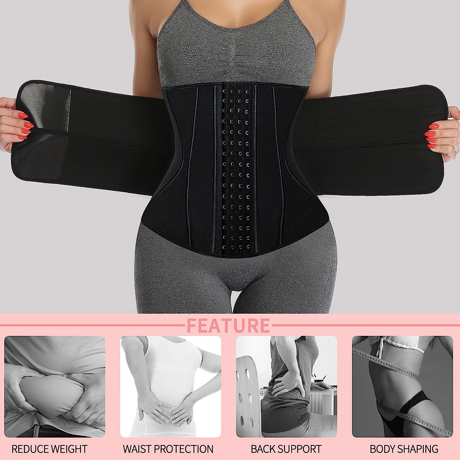 Neoprene Sauna Waist Trainer Corset Sweat Belt Body Shapewear