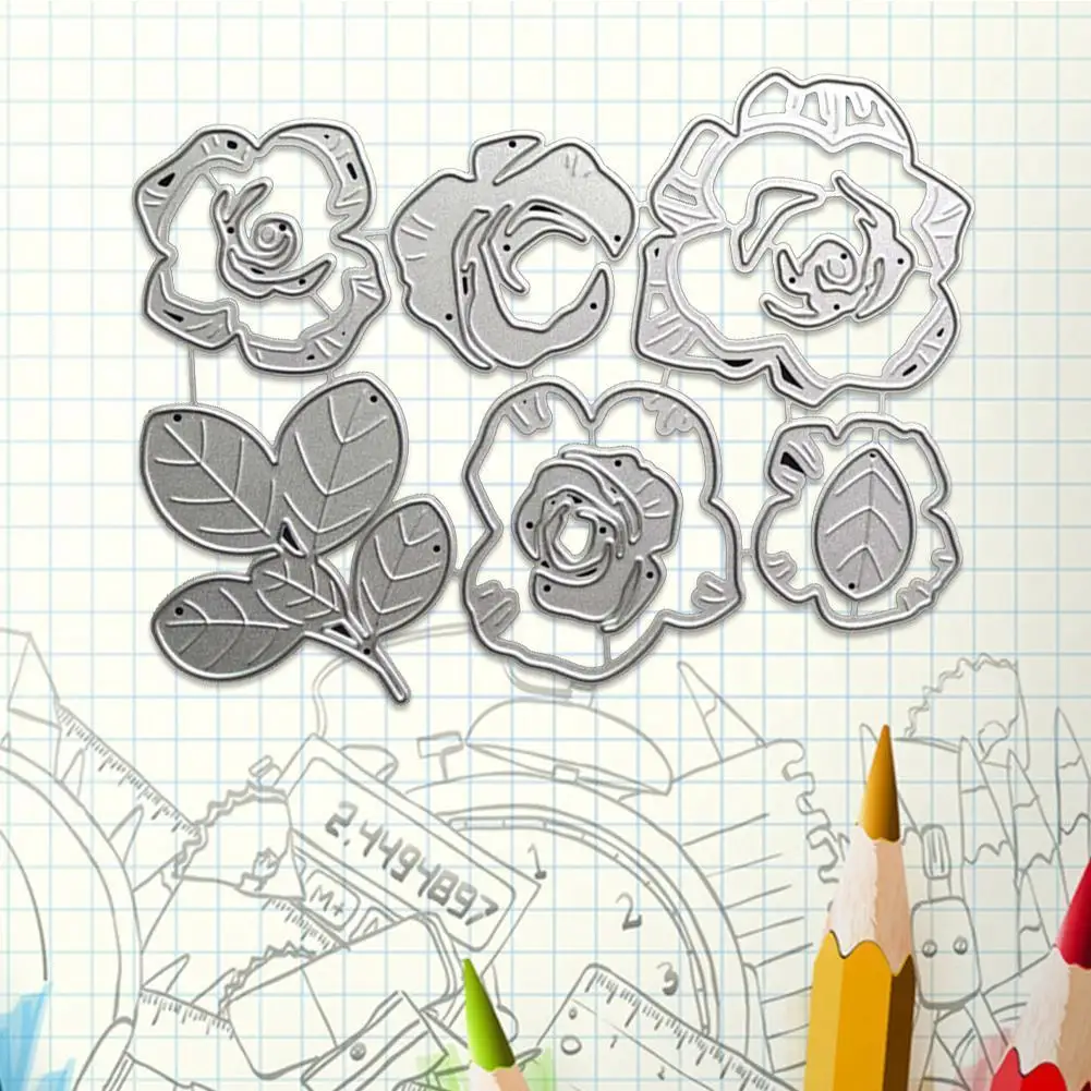 CHENJIN Flower Cutting Die Set - 9 Piece Carbon Steel Craft Dies For Card Making