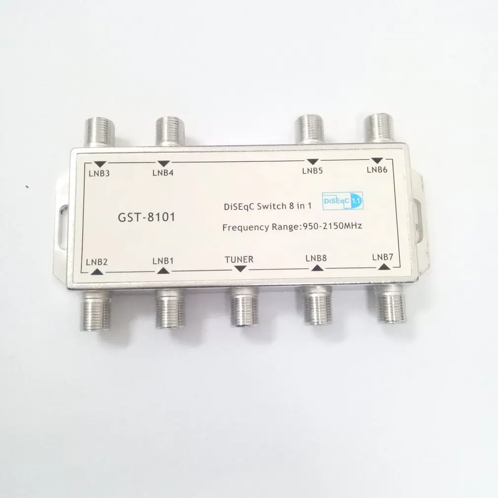 2021 New DS81 8 In 1 Satellite Signal DiSEqC Switch LNB Receiver Multiswitch Heavy Duty Zinc Die-cast Chrome Treated