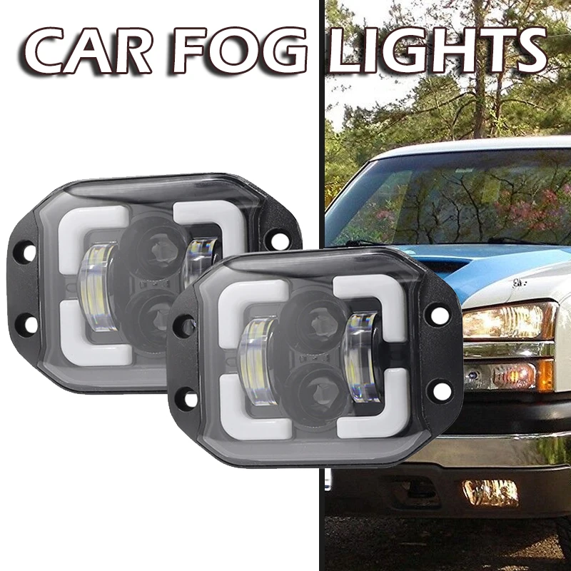 

12V-24V Off-road Vehicle LED Work Light 60W Super Bright Automobile Angel Eye Fog Lights ATV SUV Driving Signal Lamp