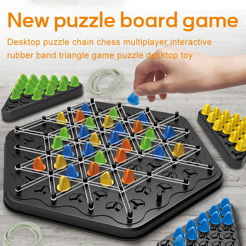 Desktop puzzle chain chess multiplayer interactive rubber band triangle game puzzle desktop toy