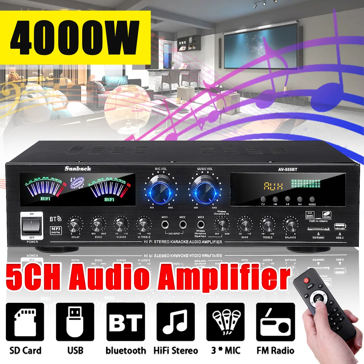 アンプ Sunbuc0k HiFi STEREO KARAOKE AUDIO AMPLI Sunbuc0k HiFi STEREO KARAOKE AUDIO AMPLI