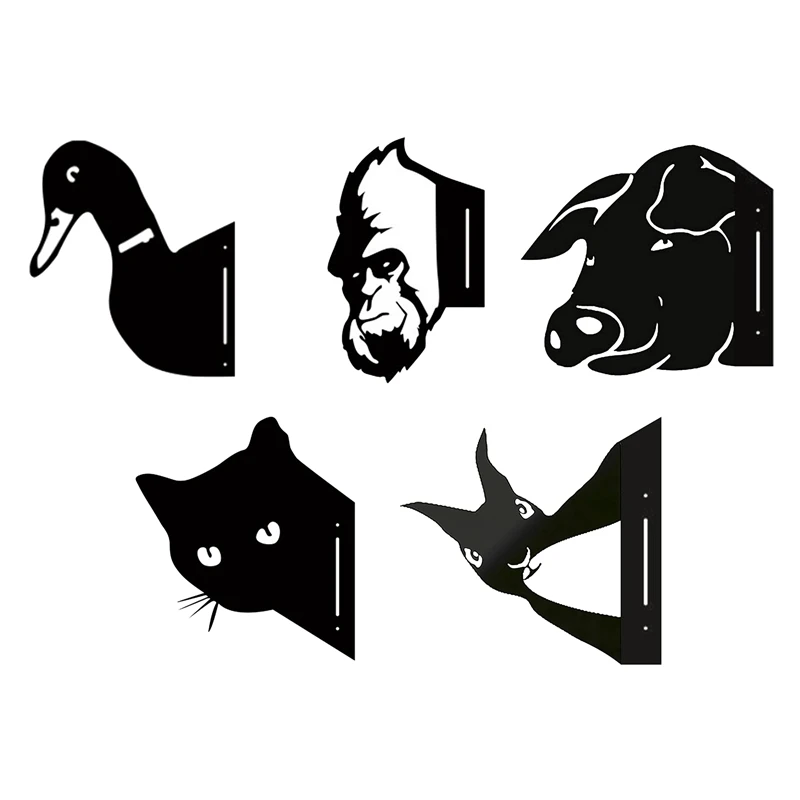 Peeking Animals Metal Art Sculpture Farm Fence Art Wall Decor Outdoor