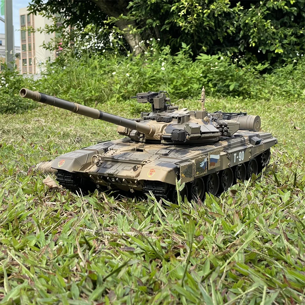 Henglong 3938 T-90 Metal Russian Main Battle Tank RC Model Can Launch Simulation Model Crawler Electric Remote Control Toy Car 6