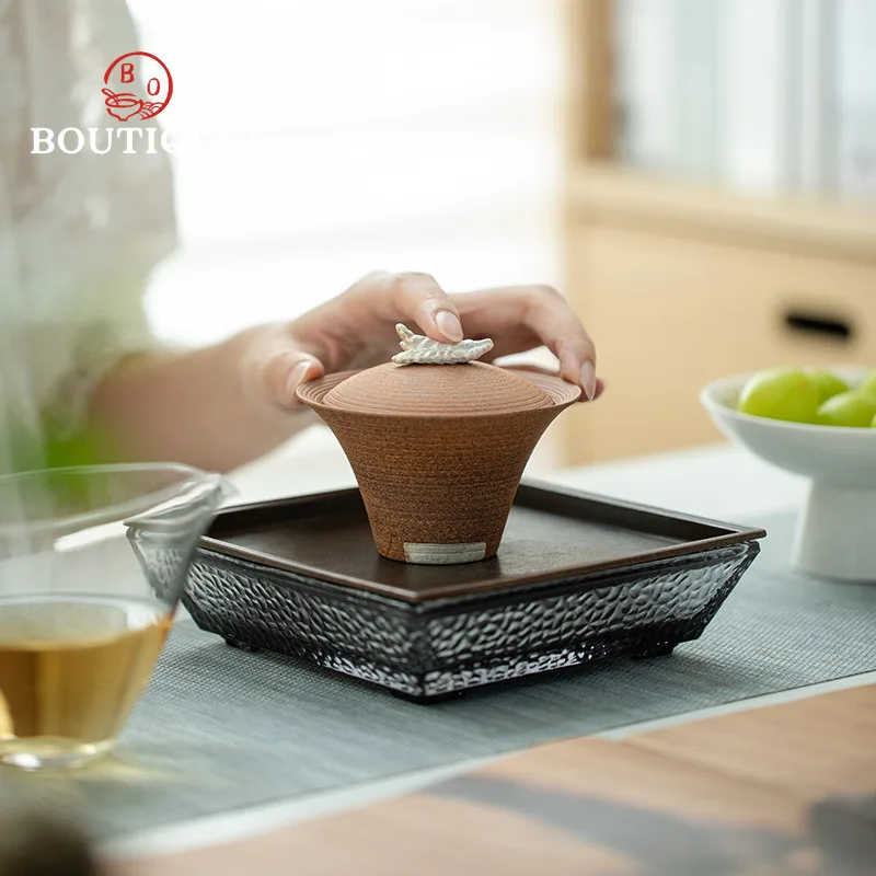 Chinese Gaiwan Old Rock Mud Handmade Tea Cup Ceramic Cover Bowl Garglin Kungfu Tea Set Gai Wan Tureen Jingdezhen Saw Clay Tool