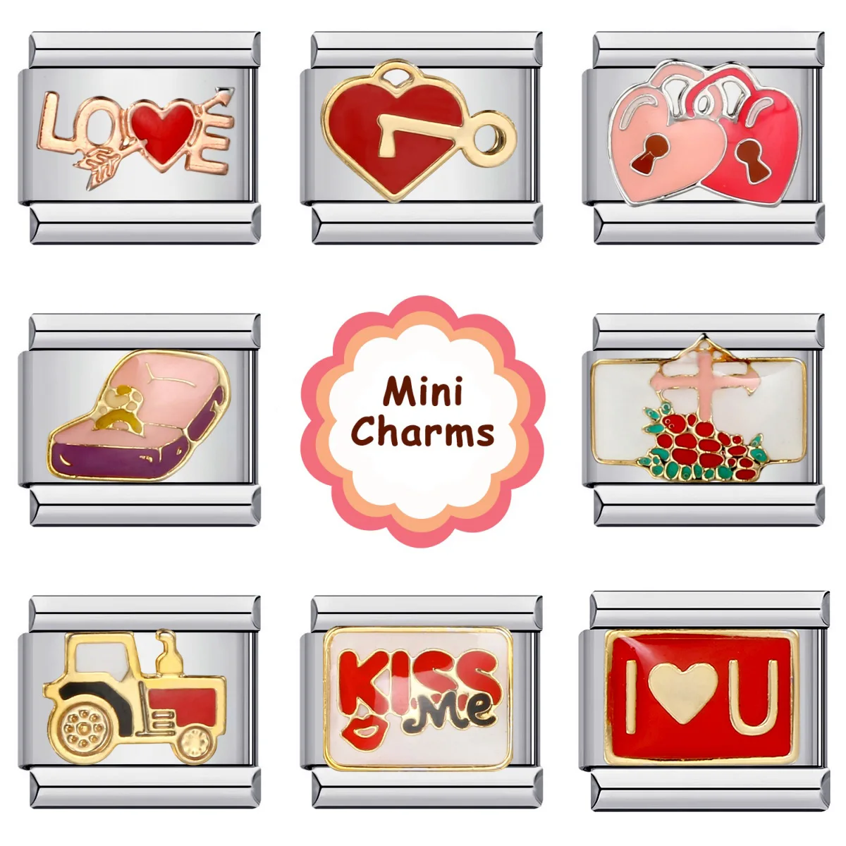 Valentinstag Paar Liebhaber Verheiratet Verlobung Hochzeit Charms Italienische Links 9mm Armbänder Edelstahl DIY Herstellung von Schmuck