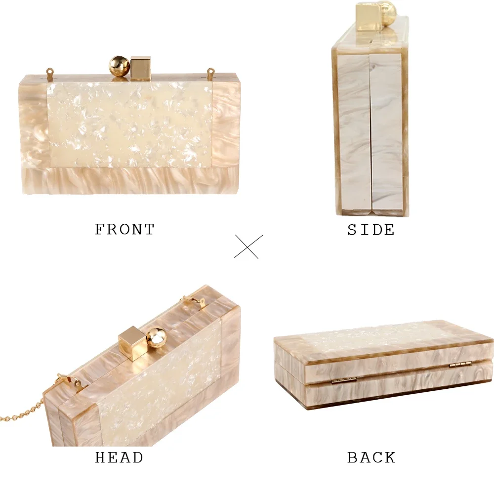Contrast Color Acrylic Box Bags Hard Surface Women Shoulder Bags Rectangle Clutches Wedding Fashion Party Purse shoulder bags women evening bag