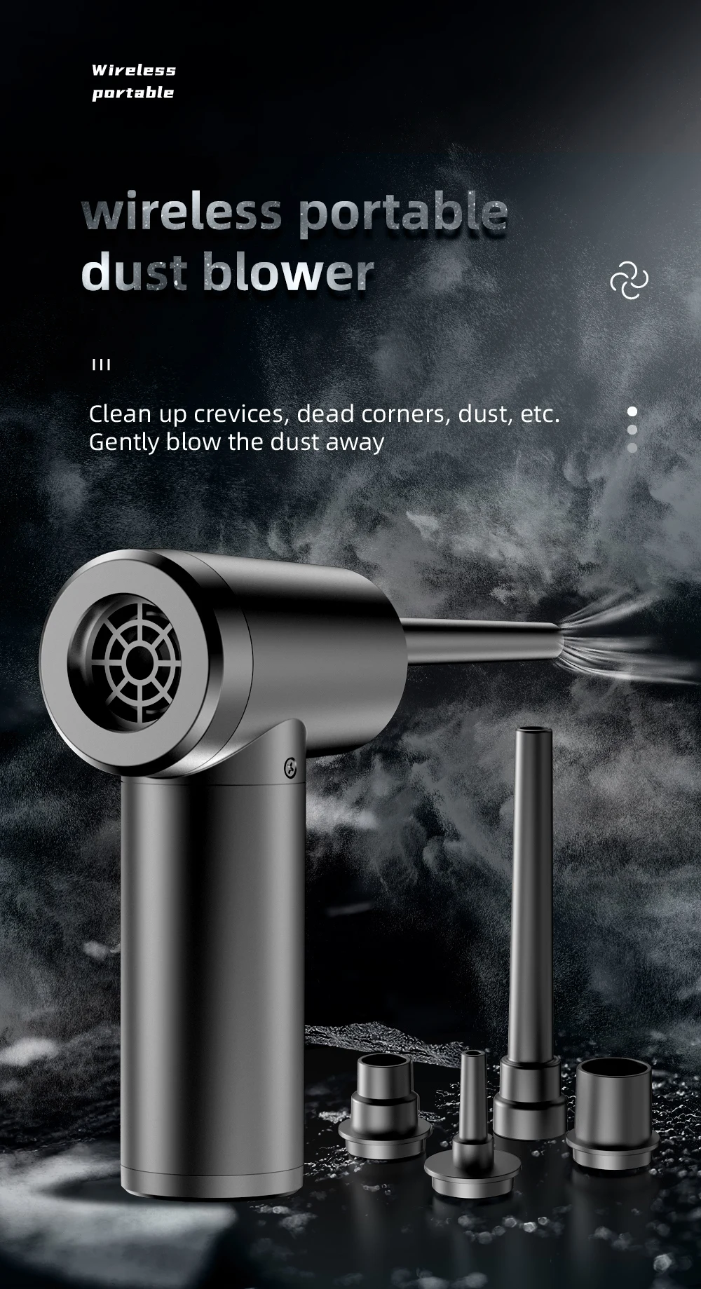Wireless Air Duster 50000 RPM Dust Blowing Gun USB Compressed Air Blower Cleaning For Computer Laptop Keyboard Camera Cleaning_voghion.com