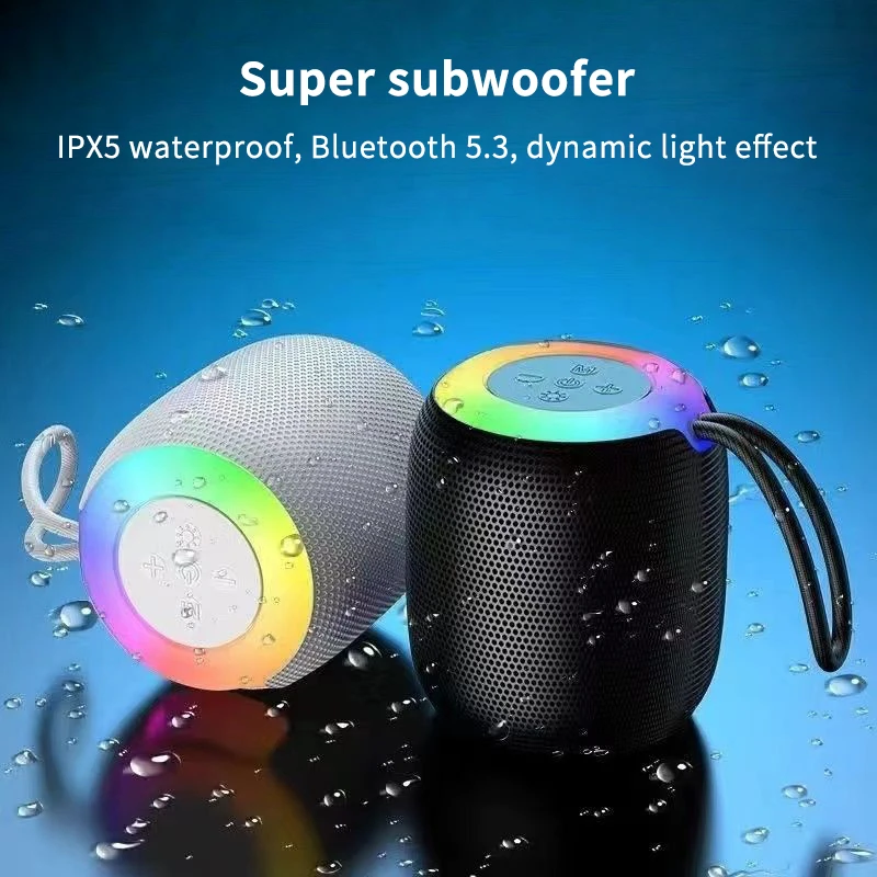 Waterproof Wireless Bluetooth Speaker with RGB Lights and HiFi Stereo Sound