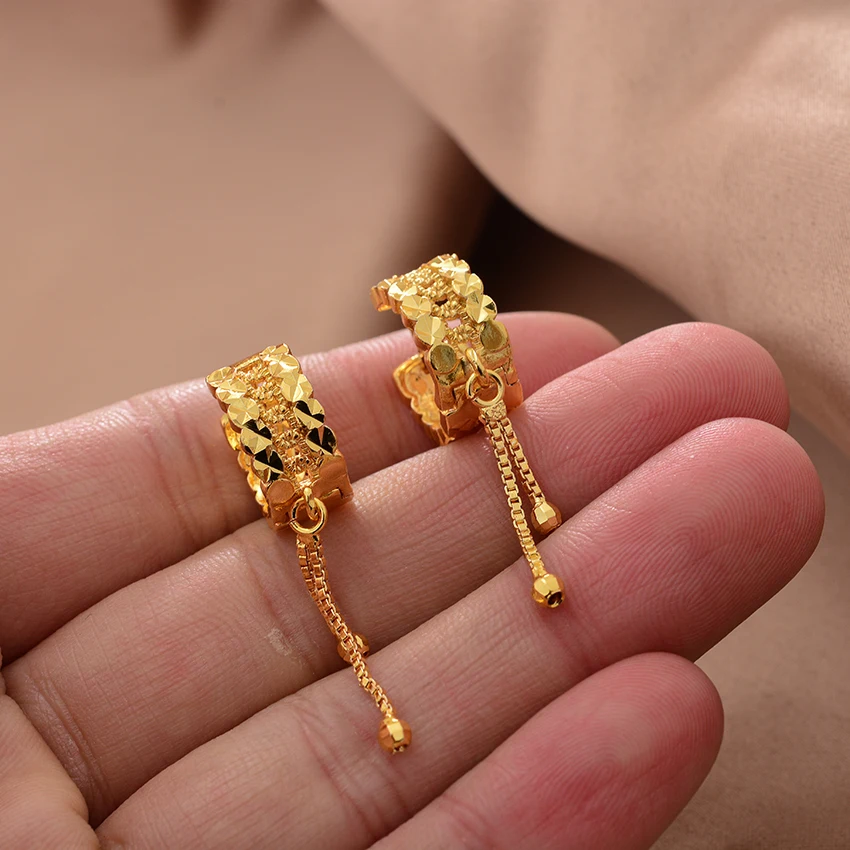 Dubai Gold Earrings for Women Men 24k Color Ethiopian Earring