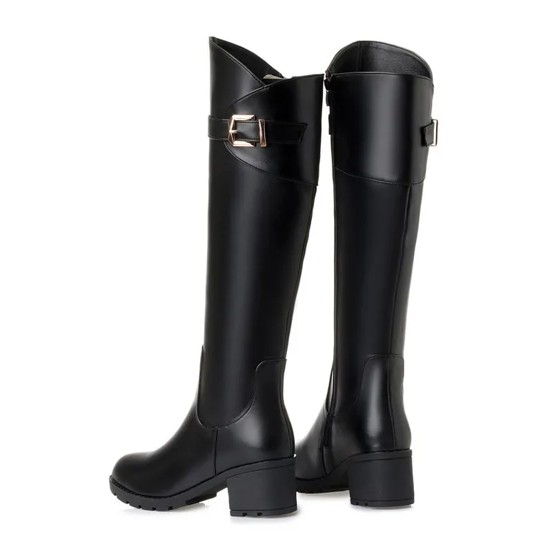 AIYUQI Women High Boots Genuine Leather New High-heel Fashion Women Riding Boots Large Size Round Toe Knight