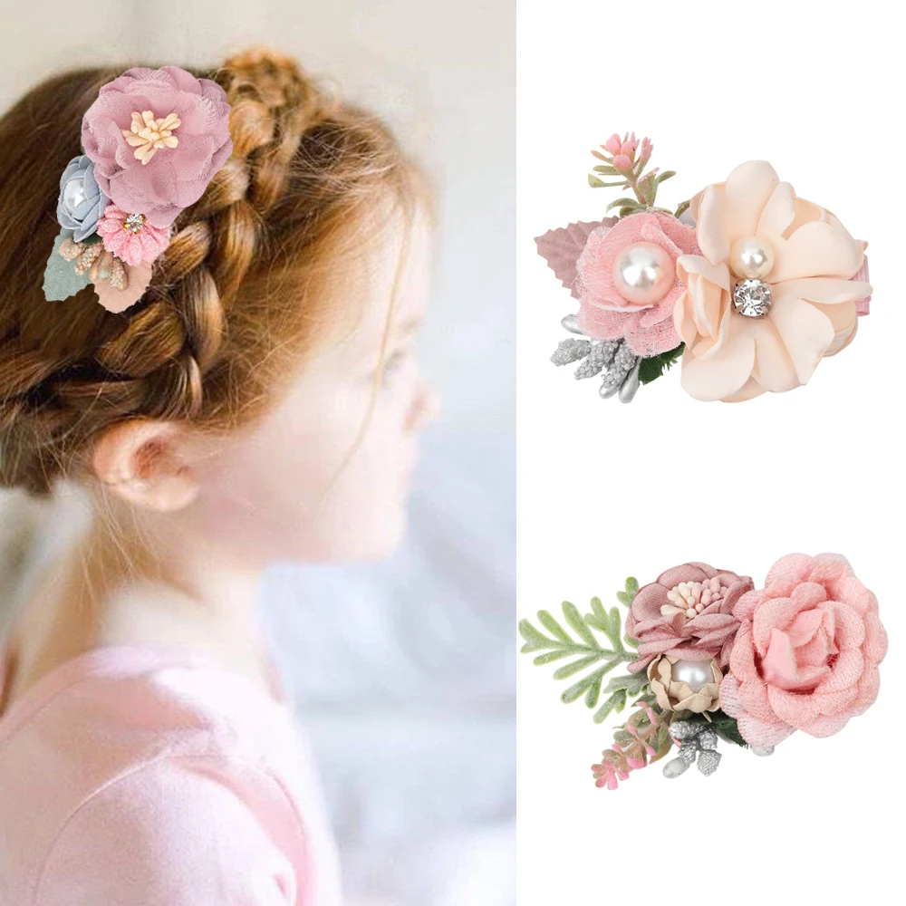 2022 New Chiffon Flower Hair Clips Pins Accessories Cute Hair Clips Pins for Baby Girls Toddlers Hairpin Kids заколка для волос