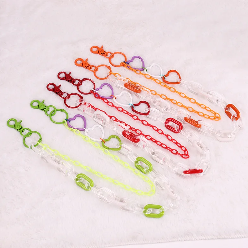 Hip Hop Rainbow Resin Chain Keychain Men Women Cute Waist