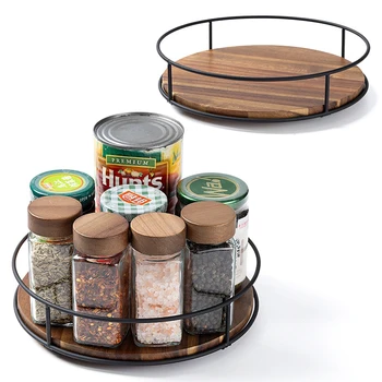 Acacia Wood Lazy Susan Turntable 1