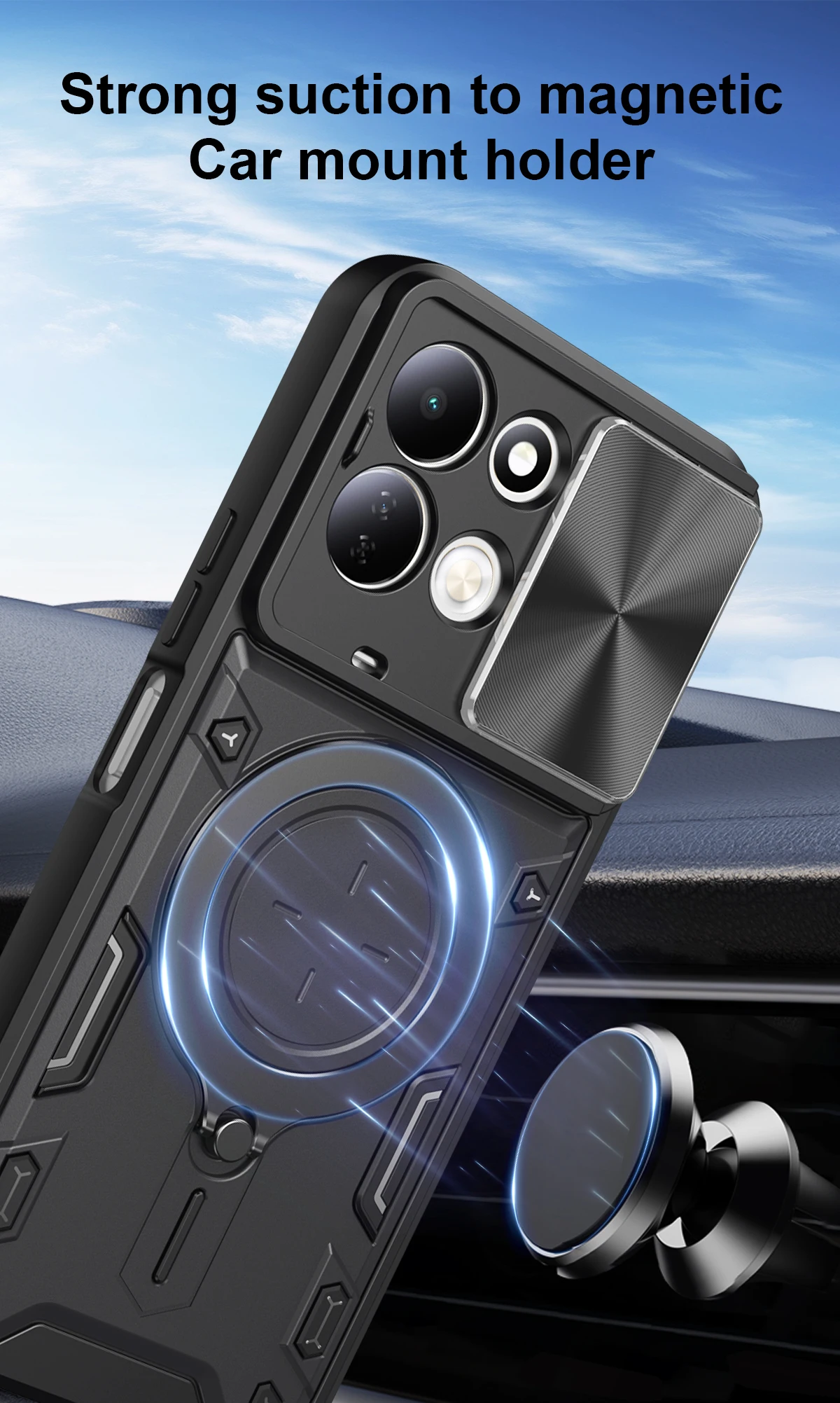 Slim Shockproof Kickstand Phone Case with Lens Protector