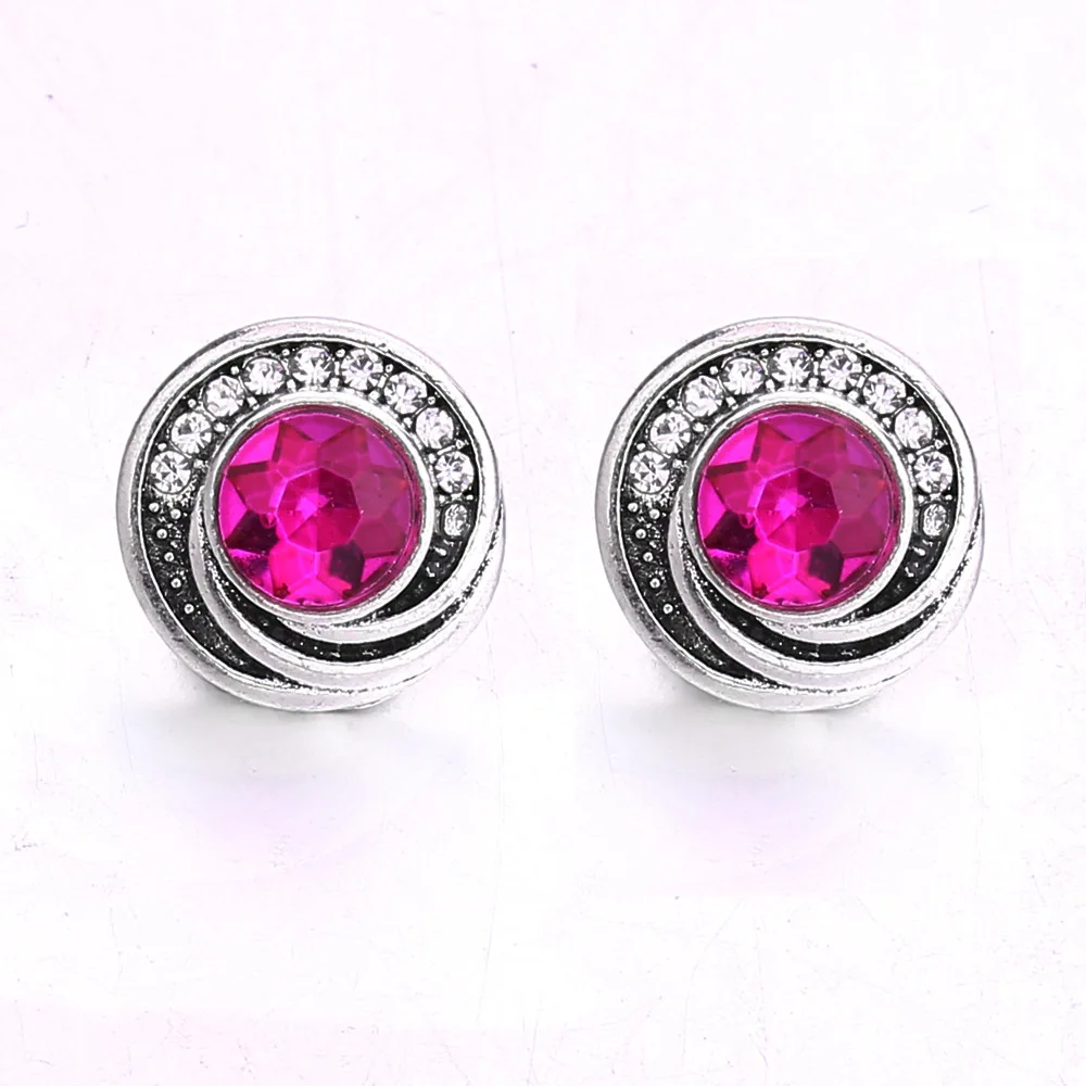 20pcs 12mm Snap Buttons Jewelry Round Metal Rhinestone Flower Mini 12mm Snap Buttons Bracelets Necklaces