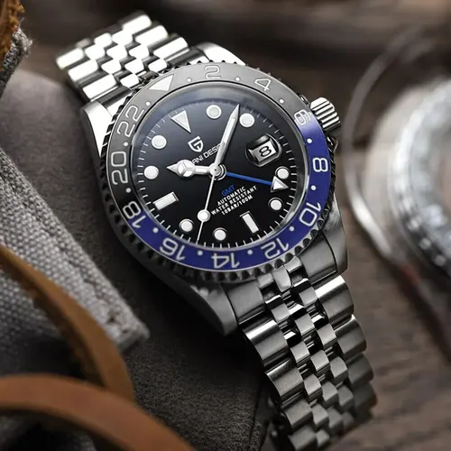 PAGANI 디자인 PD-1662 럭셔리 GMT 남성 기계 손목 시계 사파이어 유리 스테인레스 스틸 100M 방수 자동 시계 5