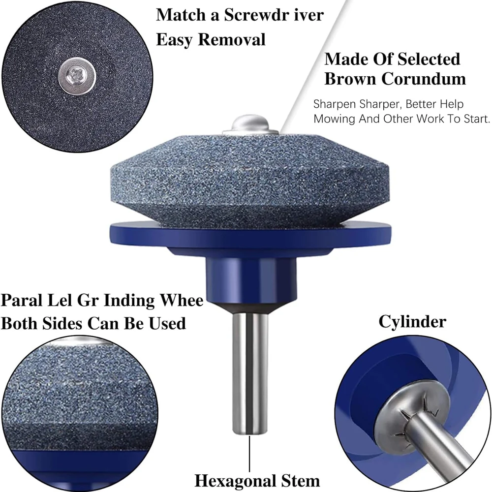 Sharpening Stone for Lawn Mower Blade Knives Metal Grinding Electric Drill