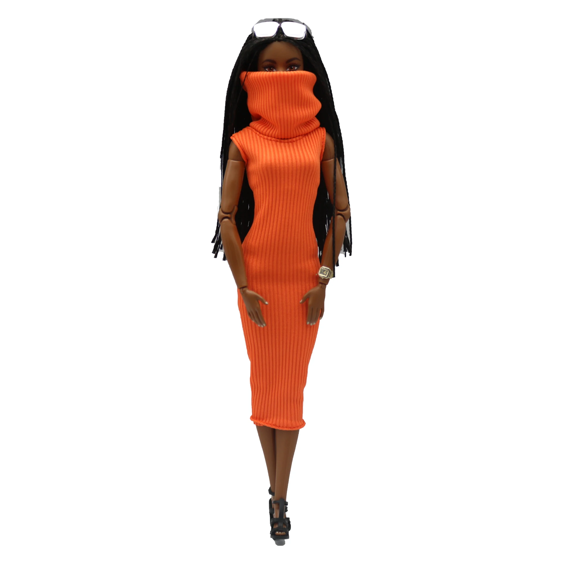 doll clothes 30 cm  Scarf +dress set Daily Wear Accessories Clothes for Curvy Barbies doll 4