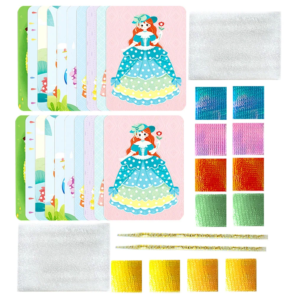 

2 Sets Suite Child Kids Embroidery Kit and Crafts Kits Unfinished Drawing