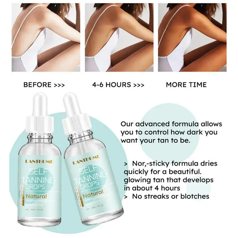 30ml Body Natural Bronze Sunscreen Self-Tanning Drops Body Tanning Lotion Skin Care Tanning Cream Tanner Lotion Skin Darken