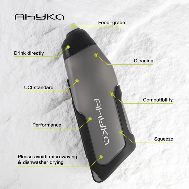 Bouteille d'eau aérodynamique AhyKa pour vélo, 600 ml, légère, pour vélo de route, conception à presser pour boire 2 Bouteille d'eau aérodynamique AhyKa pour vélo, 600 ml, légère, pour vélo de route, conception à presser pour boire 2