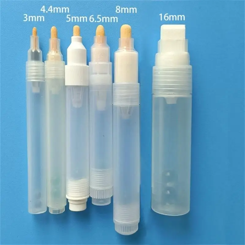 R53C 2개 빈 페인트 펜 평면 또는 원형 팁 그림용 리필 가능 빈 마커