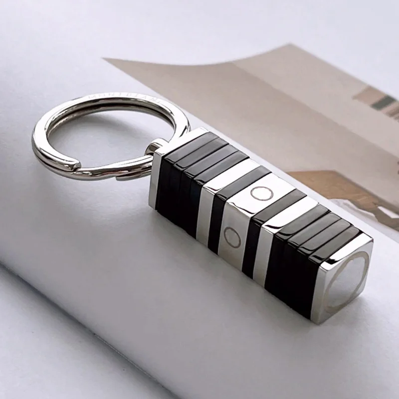 PJS Luxury MB Black Silver Smooth Paint Car Key Chain 316 Stainless Steel Cylindrical And Ring Classic Keychain With Box Set