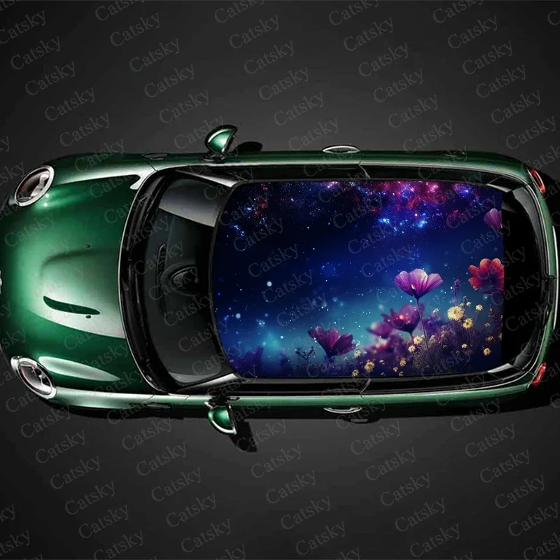 

Galaxy Flowers Car Roof Sticker Wrap Racing SUV Accessories Packaging Painted PVC Custom Car Graphic Decal