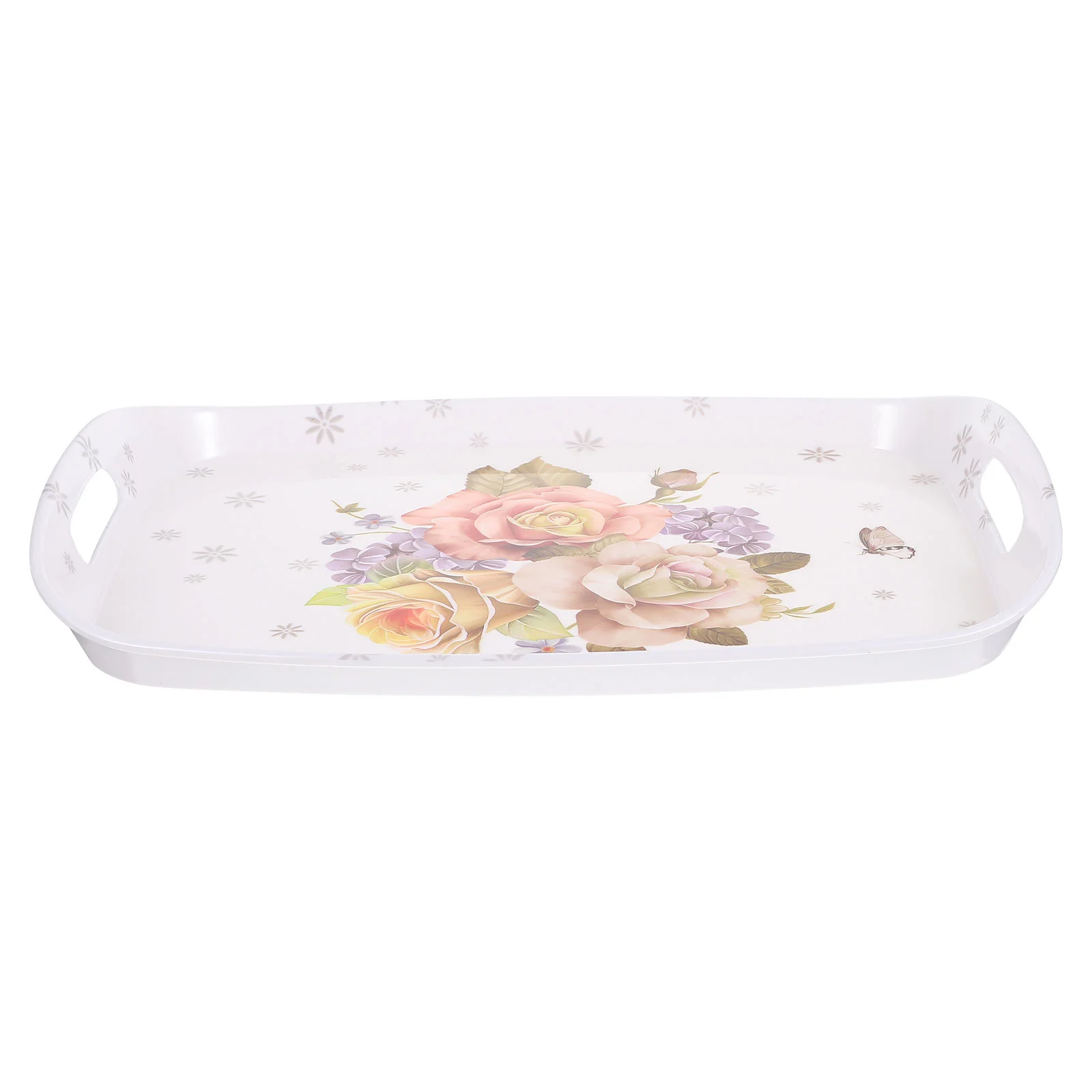 

Binaural Tray European Style Serving Footstool Coffee Multi-function Melamine with Handles