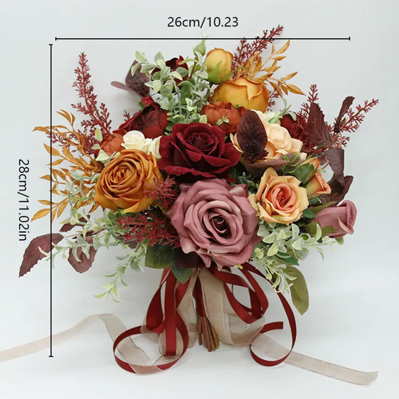 Vintage Bridal Wedding Bouquets Artificial Rose Flowers Wedding Flower Decoration