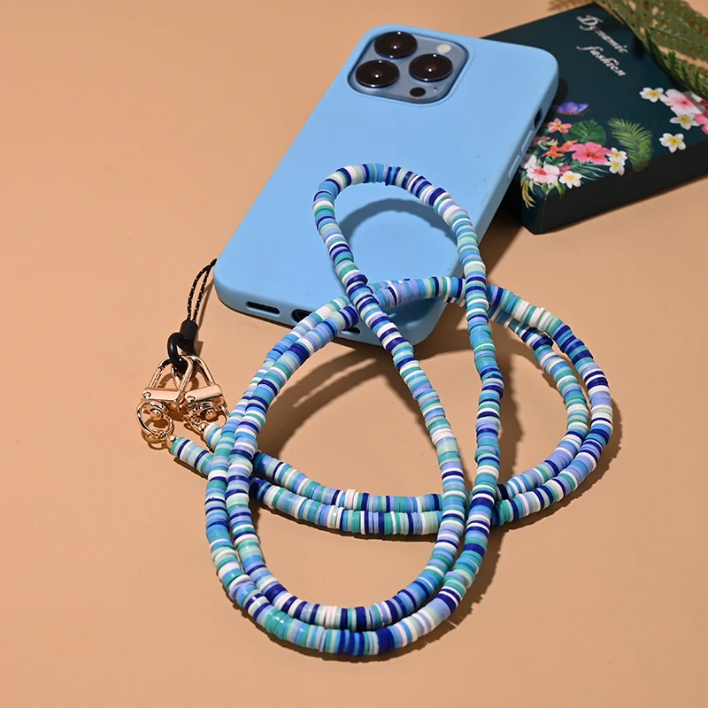 120CM Crossbody Cell Phone Lanyard Fashion Water Bottle Holder Strap Generic Phone Case Chain 6mm Clay Portable Small Bag Chain
