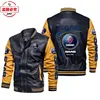 SAAB car LOGO color matching retro washed pu leather jacket men's SAAB team pilot jacket team suit 2