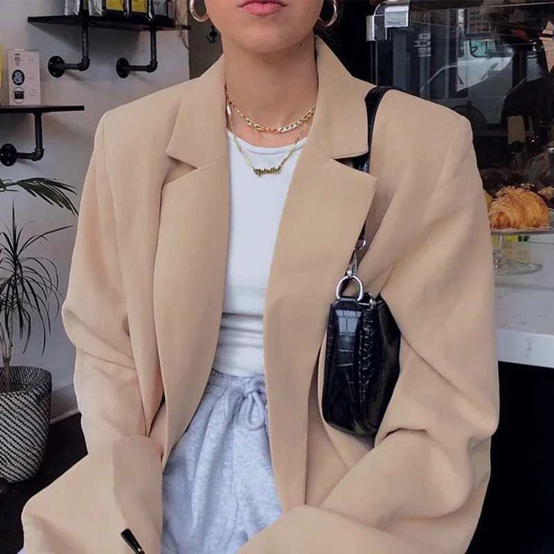 New Arrival 2023 Spring Fall Double Breasted Blazer Long Sleeve Jacket Women Loose Coat Winter Female Casual Oversized Overcoat