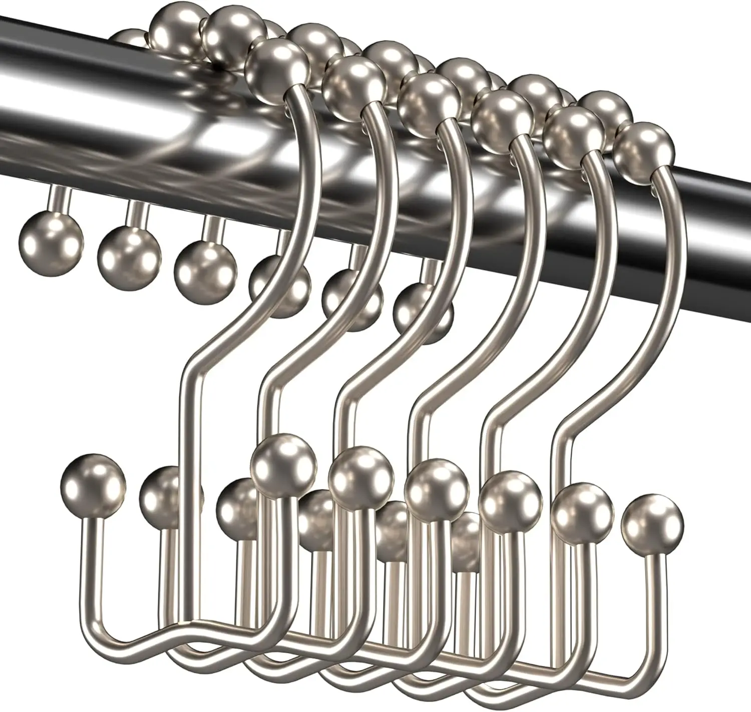 12pcs Shower Curtain Hook Ring Used for Bathroom Shower Bar Rust Proof Metal Iron Material Double Sliding Hook Ring