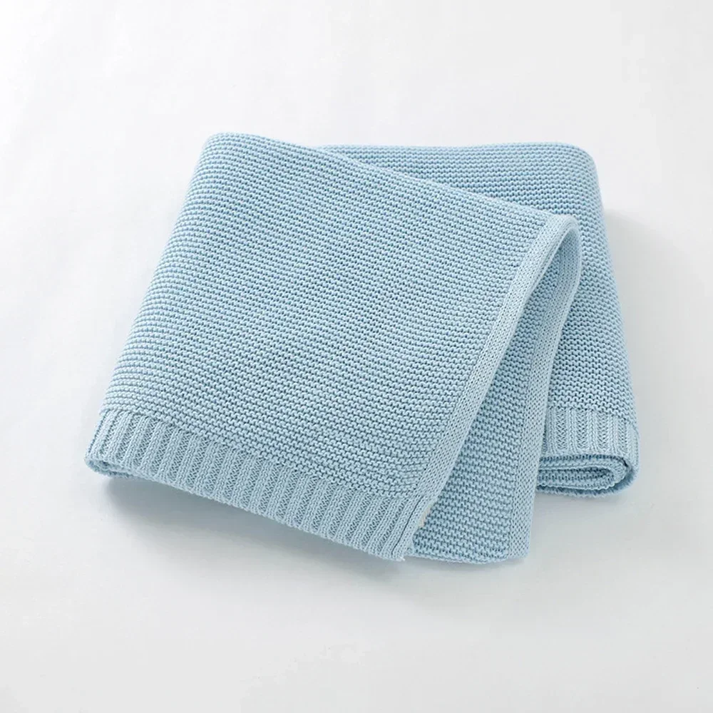 Cotton Knitted Blanket Personalized Embroidered Name Baby Boy Baby Girl Soft Blanket Baby Shower Breathable Stroller Blanket 2
